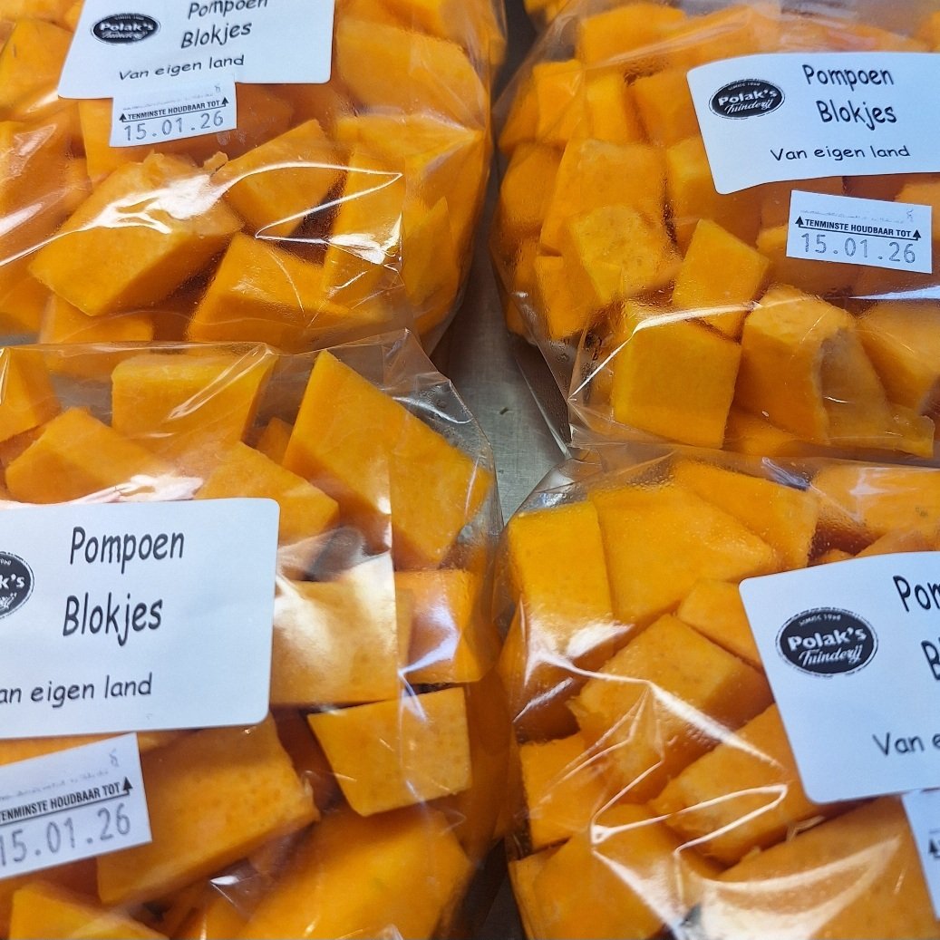 Pompoen blokjes vers gesneden 